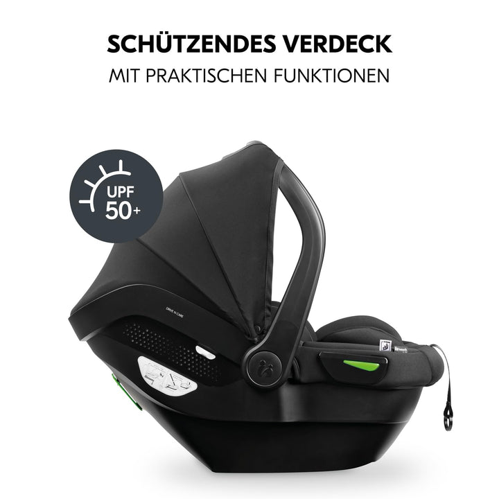 hauck Drive N Care, Schwarz - i-Size Babyschale ab Geburt für Babys mit Körpergrösse von 40-87 cm in