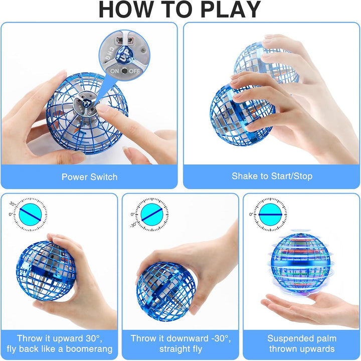 Airabc Fliegender Ball,Magic Flying Orb Ball,Hand Controlled Hover Ball Schwebender Ball mit LED Lic