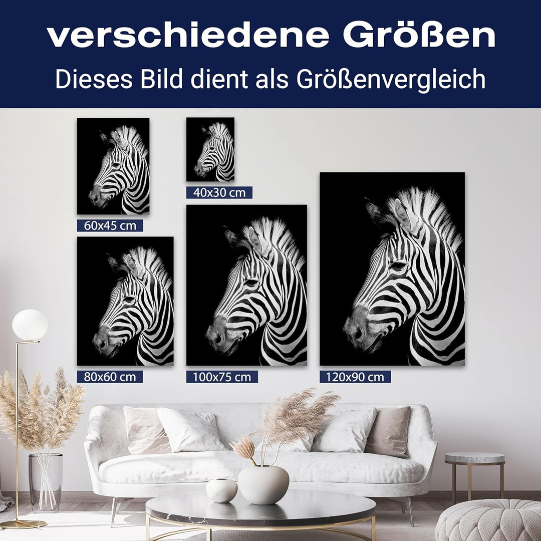 wandmotiv24 Leinwandbild Tiere, 80x60cm, Hochformat, Schwarz-Weiss, Deko, Bilder auf Leinwand, Wandd