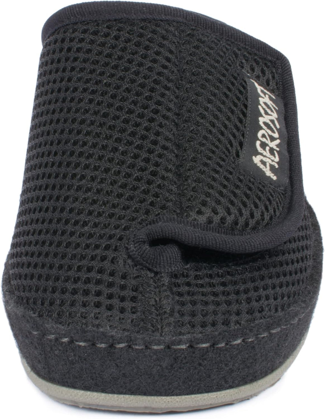 Aerosoft Klett-Pantolette 6032-4P Damen Herren Hausschuh Weite G-H rutschhemmend 36 EU Schwarz, 36 E