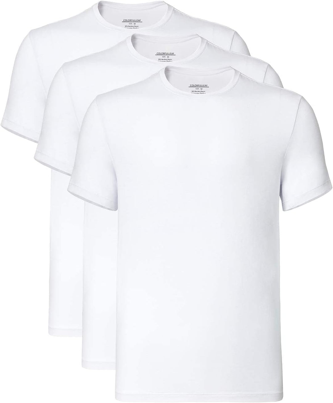COLORFULLEAF 3/5er Pack Bambus Rundhals T-Shirt Herren Stretch Unterziehshirt Männer Einfarbig Busin