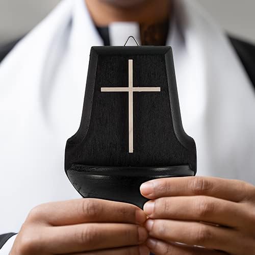 MaMeMi Holz-Weihkessel mit Motiv Kreuz Ahorn, dunkel