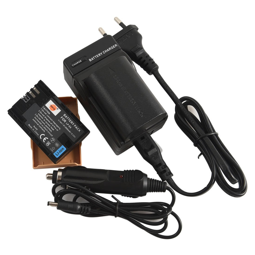 DSTE 2-Stücke Batterie Akku und 2-Kanäle Dual USB Quick Ladegerät Kit für Canon LP-E6 LP-E6N EOS 5D