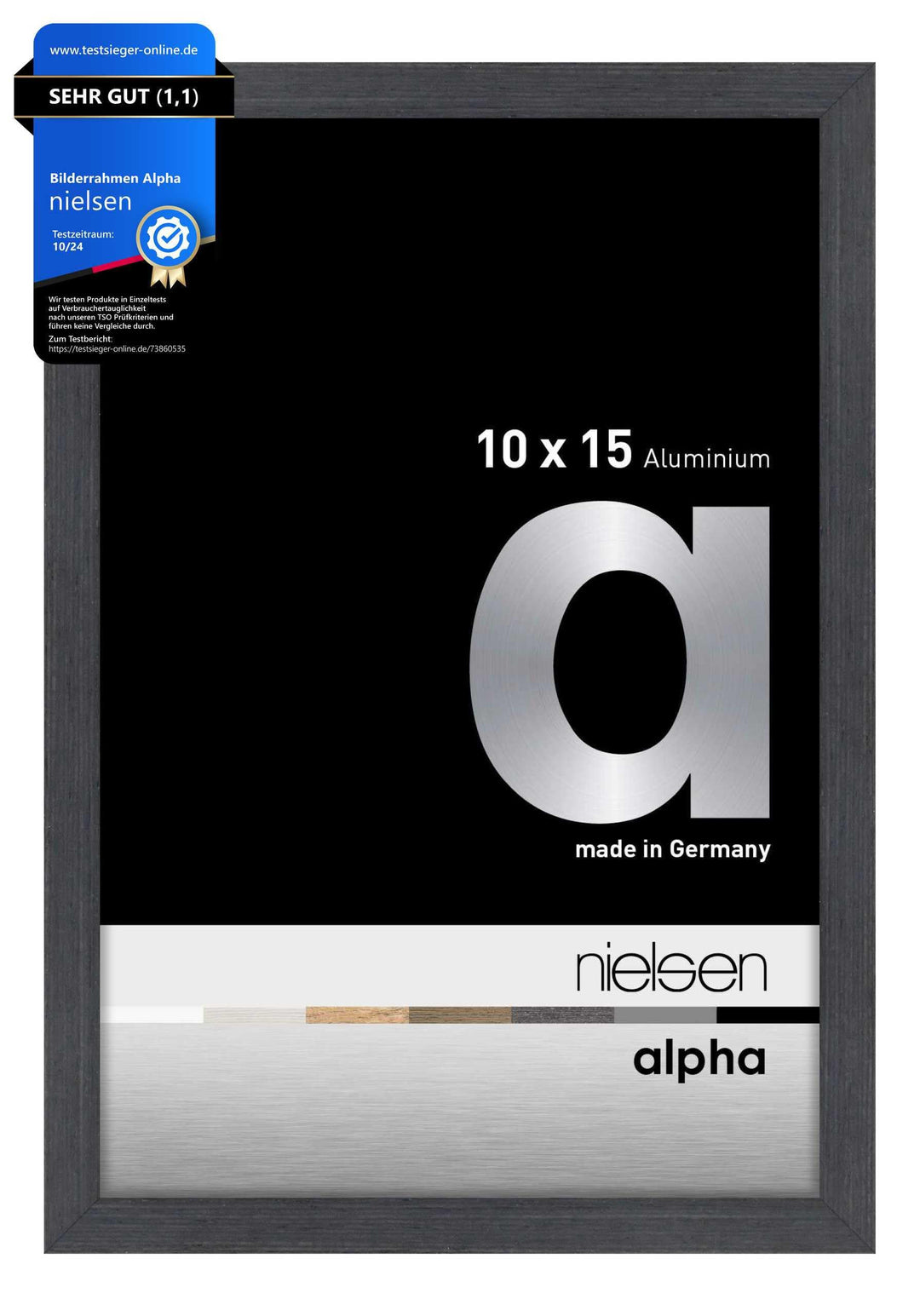 nielsen Aluminium Bilderrahmen Alpha, 10x15 cm, Grau Grau 10 x 15 cm, Grau 10 x 15 cm