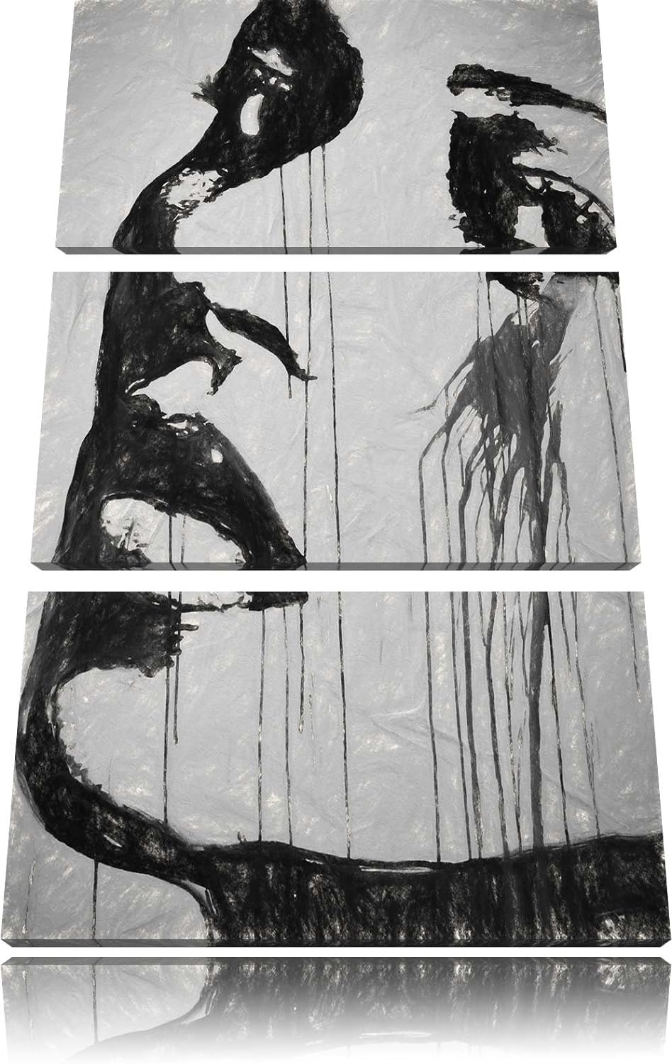 Pixxprint Abstrakt Frau Kohle Effekt 3-Teiler Leinwandbild 120x80 Bild auf Leinwand