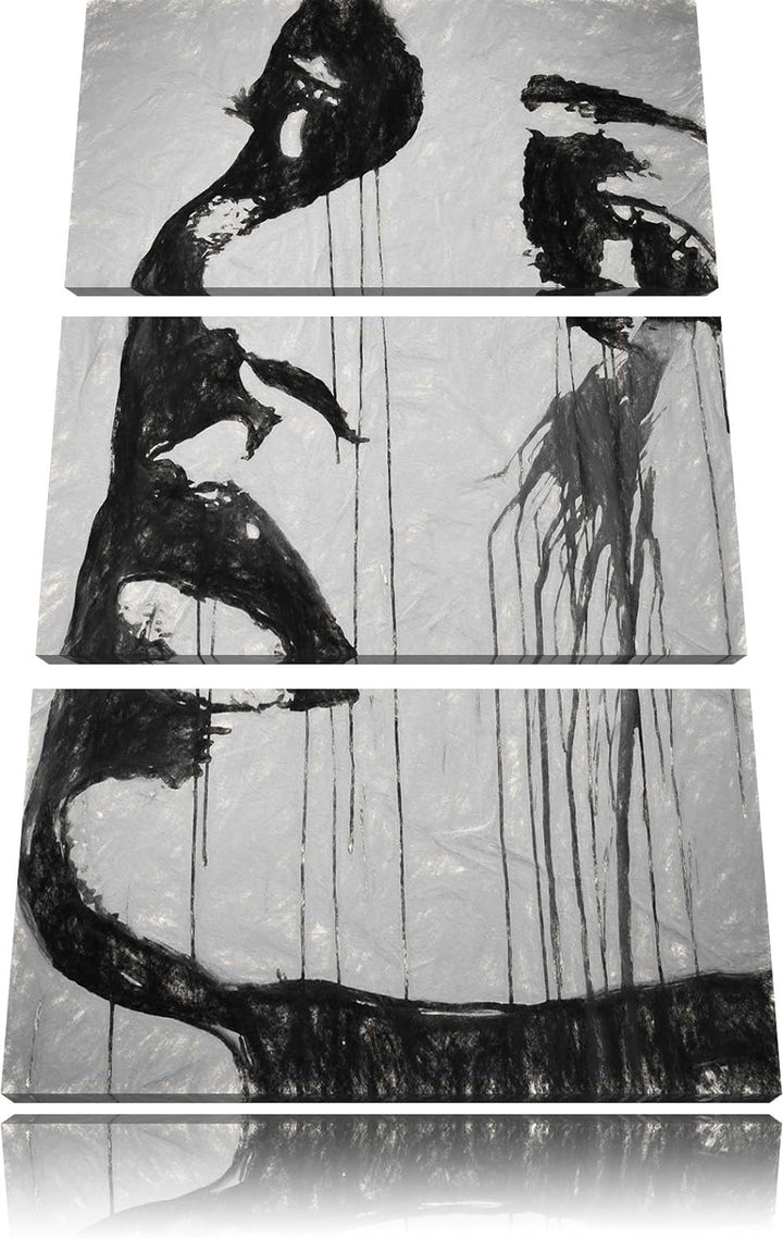 Pixxprint Abstrakt Frau Kohle Effekt 3-Teiler Leinwandbild 120x80 Bild auf Leinwand