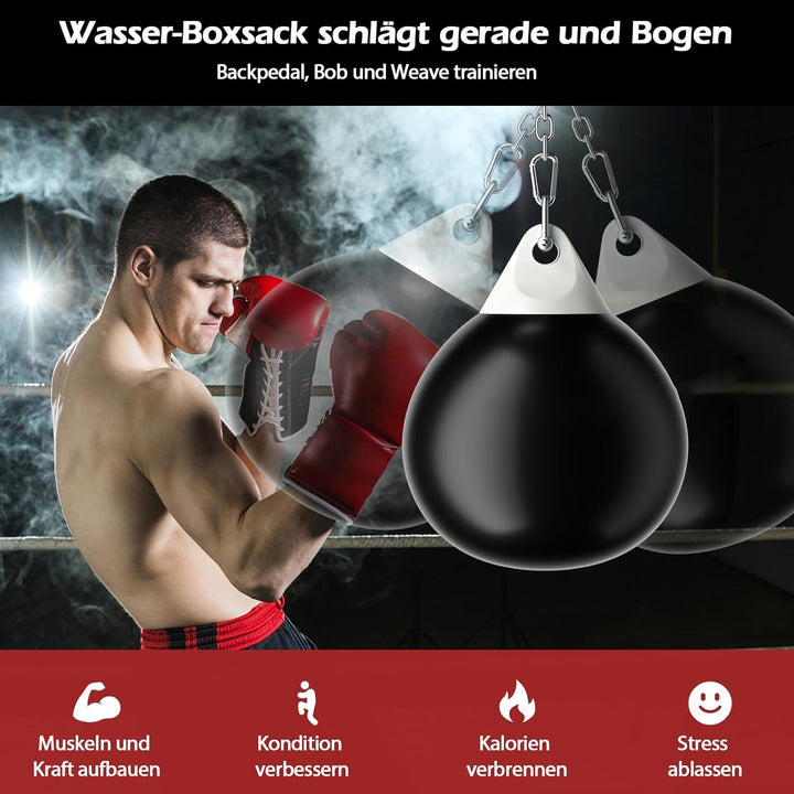 GOPLUS 45cm Wasser Boxsack, 50kg Boxing Punching Bag mit Wasser gefüllt, Schlinge, Wassereinspritzer