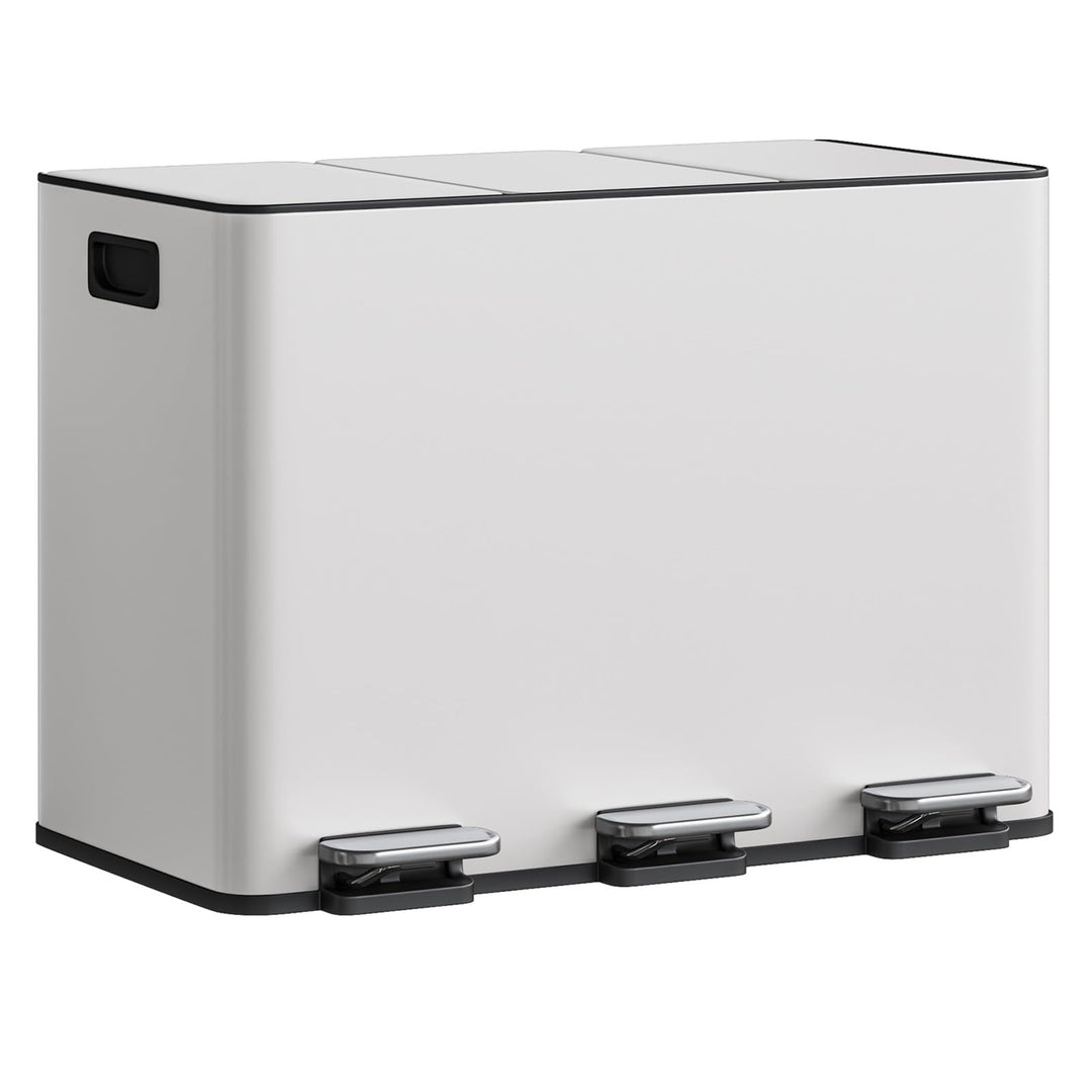 Mülleimer Küche 3 x 15 L aus Edelstahl, 3 Fächer Treteimer mit Softclose-Deckel, Abfalleimer mit Rut
