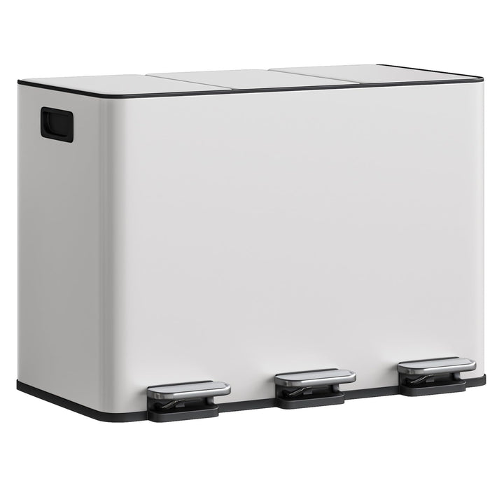 Mülleimer Küche 3 x 15 L aus Edelstahl, 3 Fächer Treteimer mit Softclose-Deckel, Abfalleimer mit Rut
