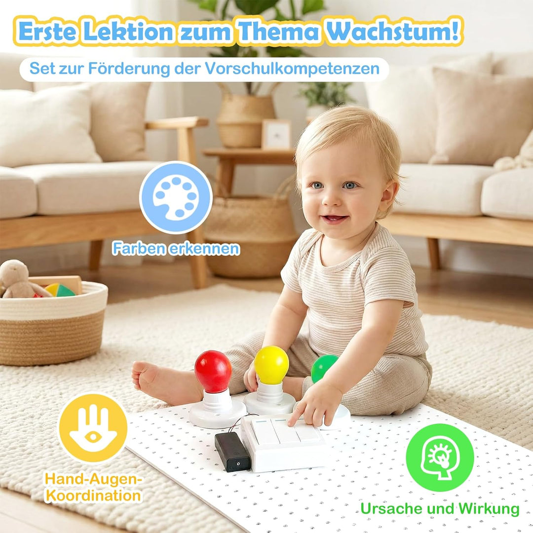 perfk Busy Board DIY Zubehör Schaltersteuerung Glühbirnen Lampen Indoor Play Game Busy Board Schalte