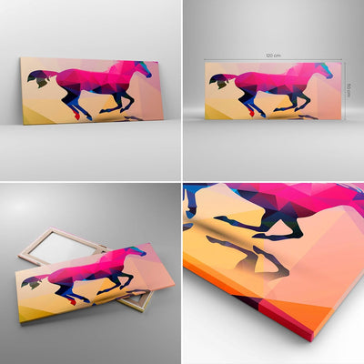 Wandbilder Dekoration Wohnzimmer Pferd Tiere Geometrie Diamant Panorama Bilder auf Leinwand 120x50cm