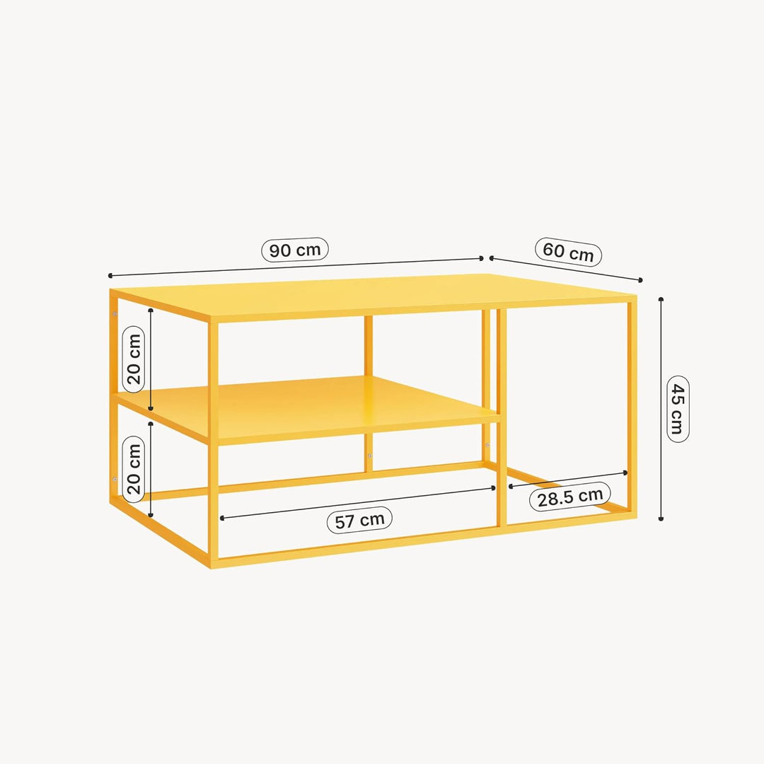 [en.casa] Couchtisch Solund Beistelltisch Metall Wohnzimmertisch mit Stauraum Sofatisch rechteckig K