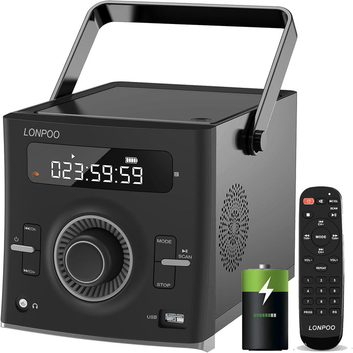 Tragbarer CD-Player Boombox 20W für Draussen, Eingebaute wiederaufladbare BatterieFM-Radio/Bluetooth
