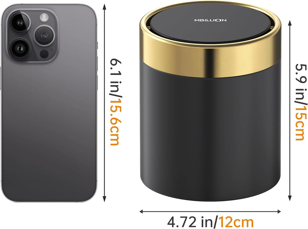 Mbillion Mini-Mülleimer mit Deckel, kleiner Mülleimer für den Schreibtisch, niedlicher Metall für Ti