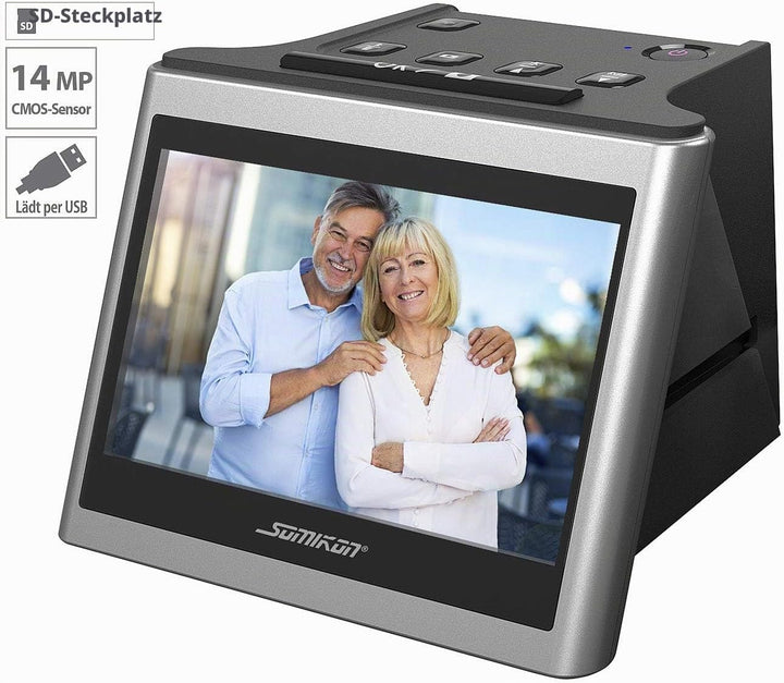 Somikon Diascanner: Stand-Alone-Dia- &amp; Negativscanner, 5"/12,5 cm IPS-Display, 22 MP, HDMI (Dias dig