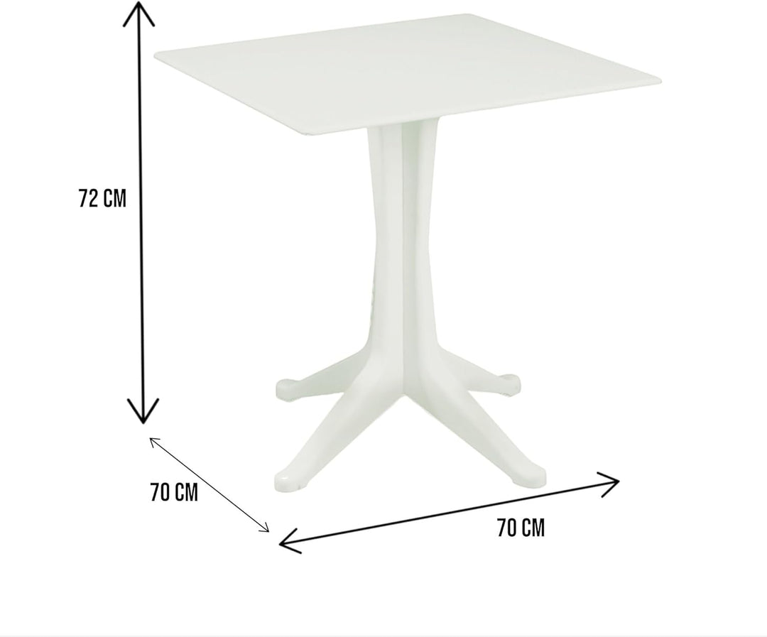 Quadratischer Tisch für draussen und drinnen, Made in Italy, 70x70x72 cm, weisse Farbe