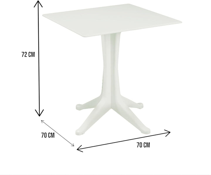 Quadratischer Tisch für draussen und drinnen, Made in Italy, 70x70x72 cm, weisse Farbe