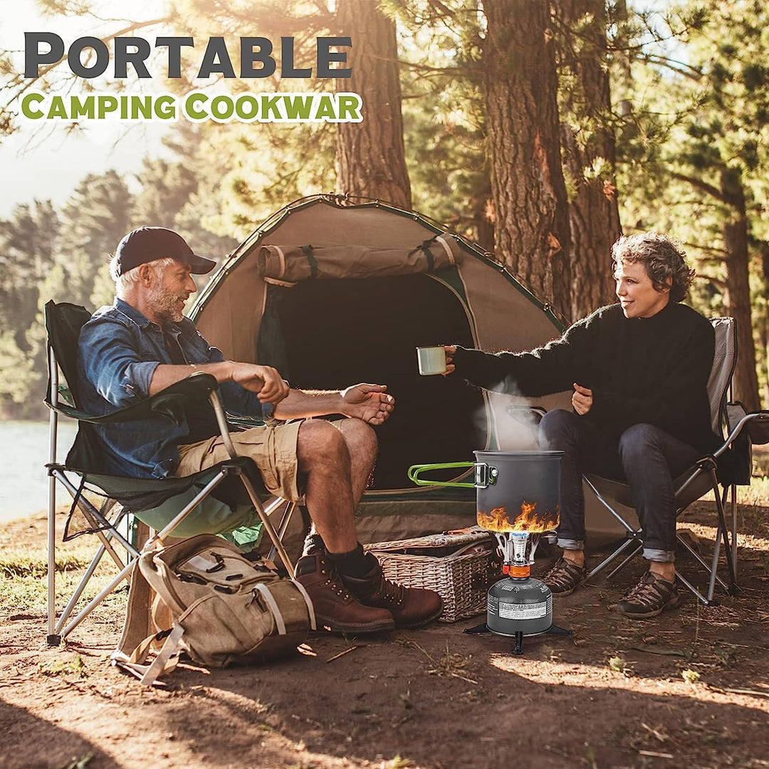 Camping Kochgeschirr Mess Kit - ISFORU Camping Kochset, Kompaktes Camping Topf und Pfannen Set für 1