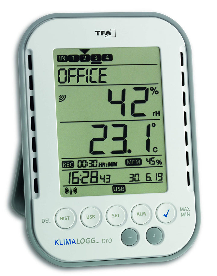 TFA Dostmann Klimalogg Pro Profi-Thermo-Hygrometer, 30.3039, mit Datenlogger-Funktion, Alarm-Funktio