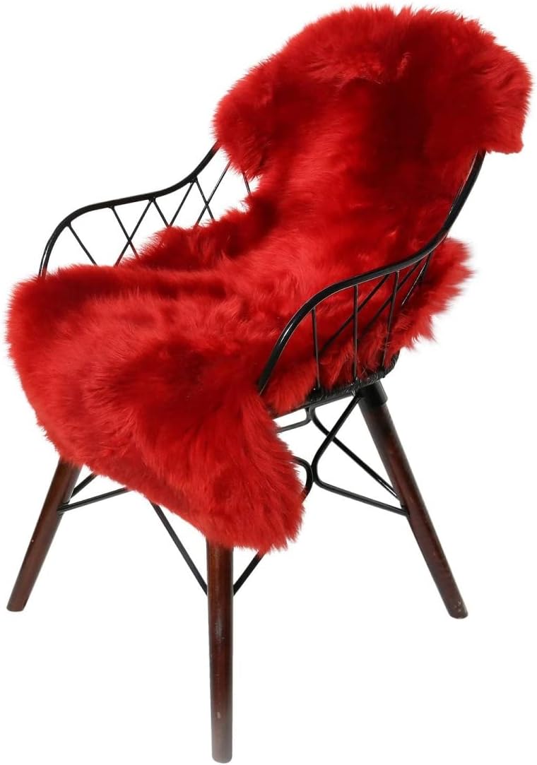 Hollert Lammfell Merino Rot kuschelig flauschig Schaffell waschbar Echtfell Läufer Teppich für Wohnz