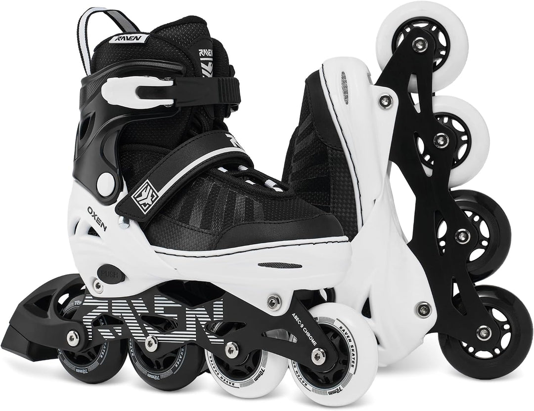 RAVEN Inline Skates Inliner für Kinder und Erwachsene OPTIONAL 2in1 mit Schlittschuhen verstellbar O