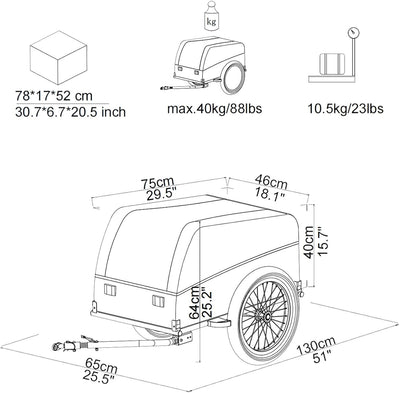 Tiggo VS Cargo I Lastenanhänger Klappbar Fahrradanhänger Trailer Transportanhänger CT901 Grau