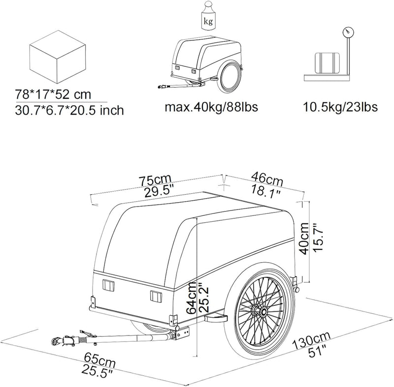 Tiggo VS Cargo I Lastenanhänger Klappbar Fahrradanhänger Trailer Transportanhänger CT901 Grau