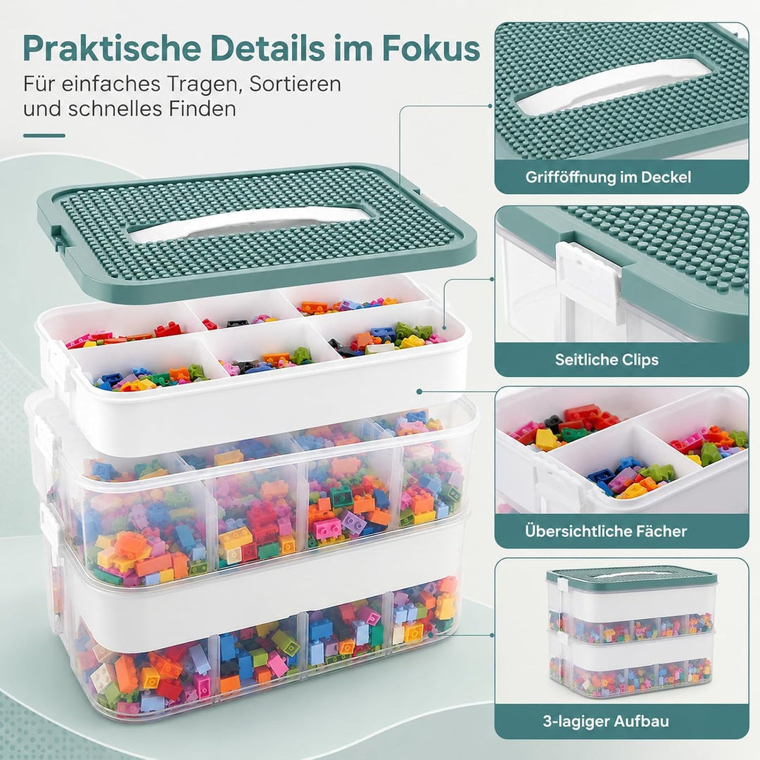 JMIATRY Aufbewahrungsboxen mit Deckel 30.5x23x32.5 cm, 3 Stufen Boxen Aufbewahrung Transparent Sorti
