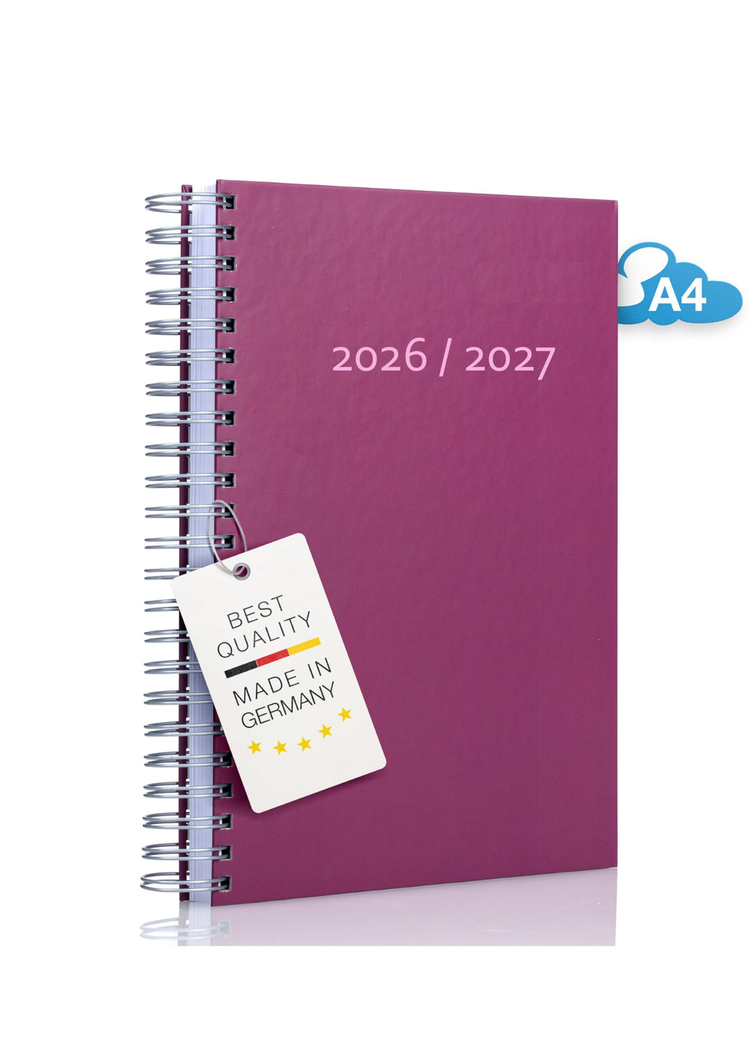 edition cumulus 2026/2027 Dicker Kalender DIN A4 – BROMBEERE (lila) - MADE IN GERMANY - Ideal fürs B