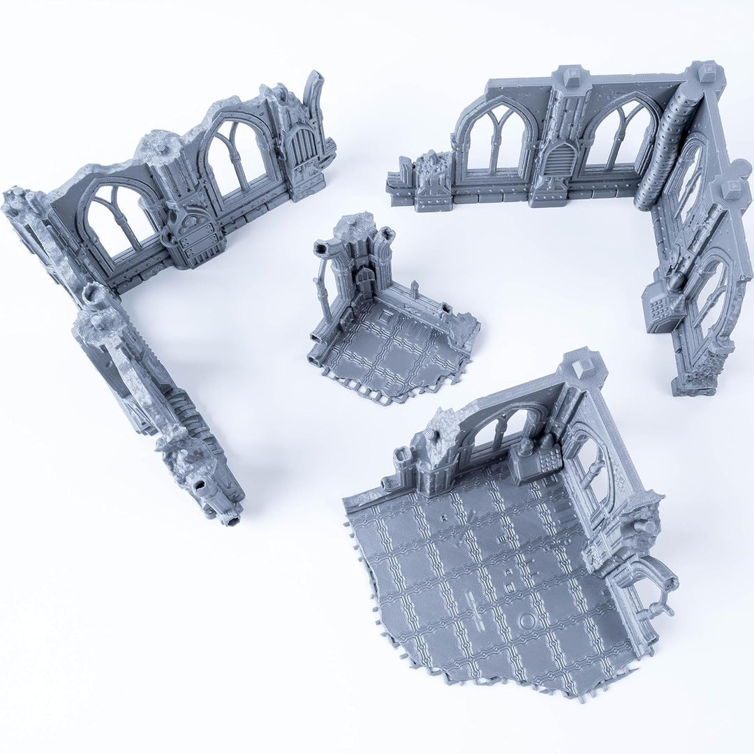3D Vikings Serie Gothic Ruins – Set 1: Dreistöckiges ruiniertes Gebäude und angrenzender Überrest im