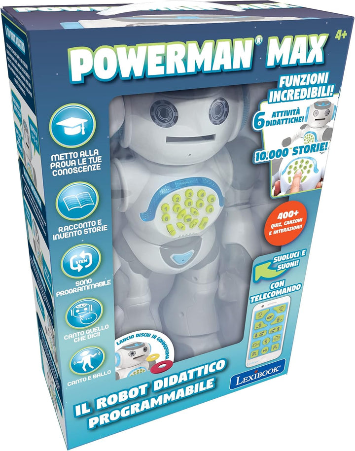 Lexibook Lexibook-ROB80IT Powerman Max programmierbare STEM-Fernbedienung zum Tanzen und Erzählen vo