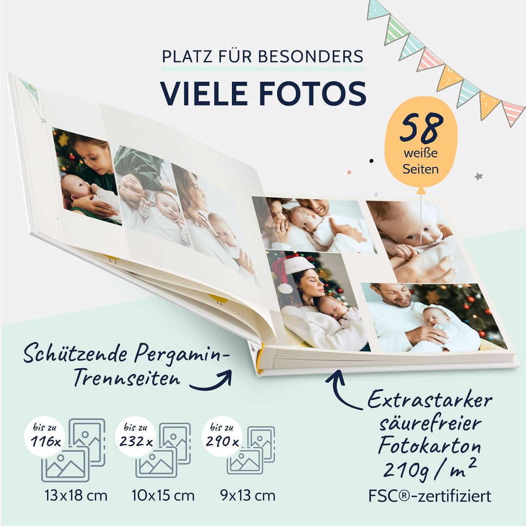 goldbuch Babyalbum Little Dream mit Ausstanzung für eigenes Bild, Leinenstruktur Fotoalbum, 58 weiss