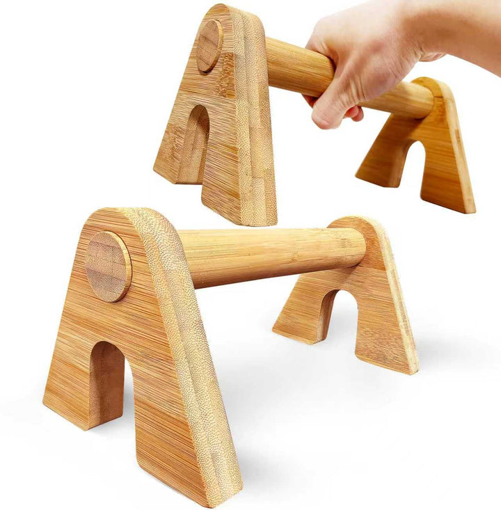 Liegestützgriffe aus Holz, 2 x Gelenkschonende & Rutschfeste Paralletes, Ergonomische Push Up Bars f