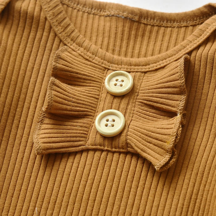 Neugeborenes Baby Mädchen Kleidung Sets Kleinkind Langarm Strampler Rüschen Tops & Blumen Bedruckte