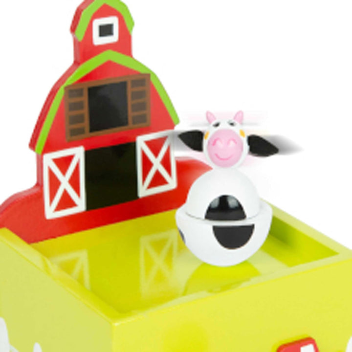 small Foot Spieluhr Bauernhof, aus Holz mit fröhlichen Tiermotiven, Musikuhr für Kinder ab 3 Jahren,