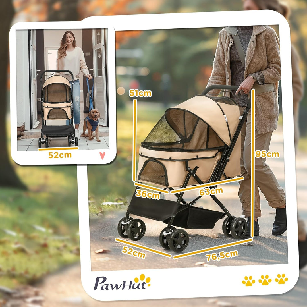 PawHut Hundebuggy Hundewagen Buggy für kleine Hunde und Katzen Haustierwagen Pet Stroller Katzenbugg