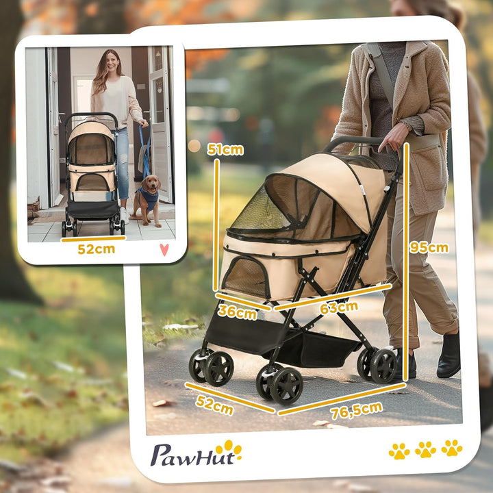 PawHut Hundebuggy Hundewagen Buggy für kleine Hunde und Katzen Haustierwagen Pet Stroller Katzenbugg