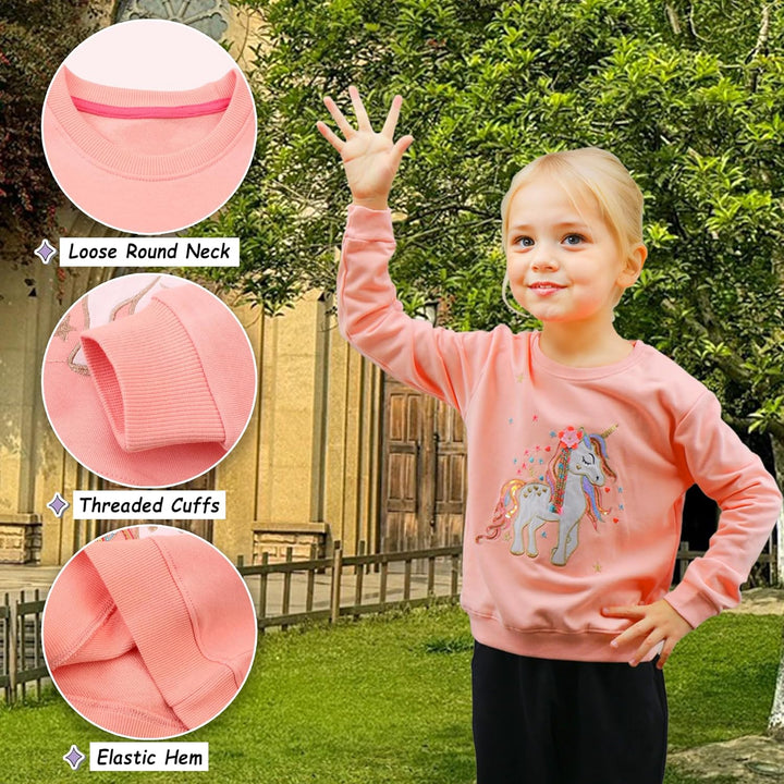 Vckrio Sweatshirt für Mädchen Kinder Strickpullover mit Glitzer Pailletten Stickerei Langarmshirt Ba