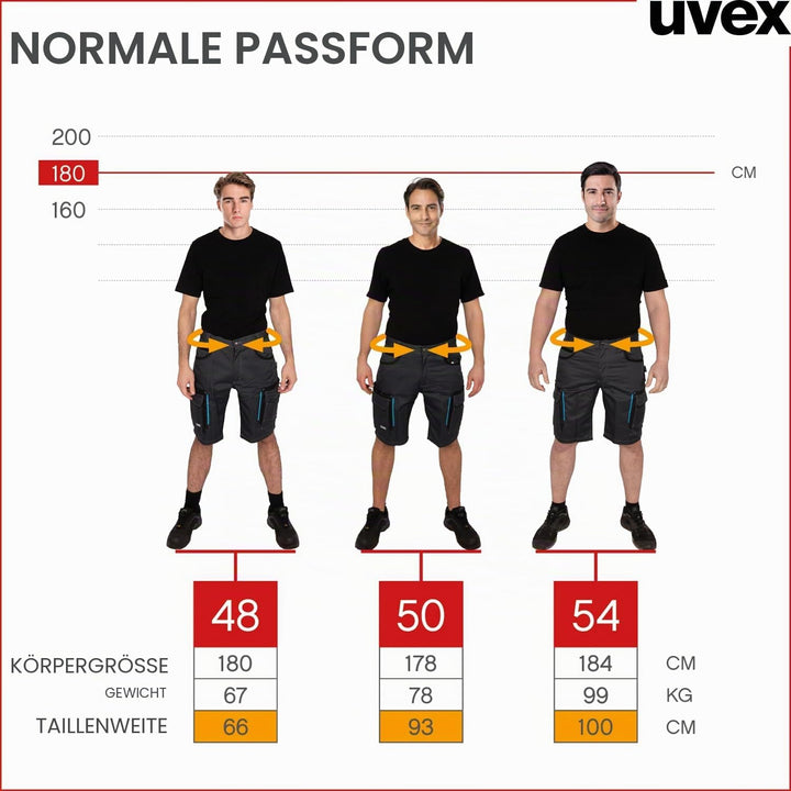 Uvex Tune-up Herren-Arbeitshose kurz - leichte, robuste Männer-Arbeitshosen für den Sommer - 35% Bau