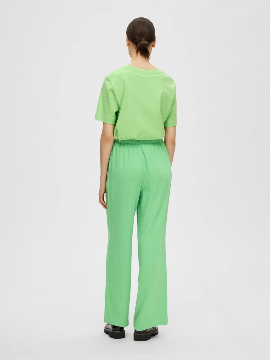 MAMALICIOUS Damen Slfviva-gulia Hw Long Linen Pant Noos 34 Absinthe Green, 34 Absinthe Green