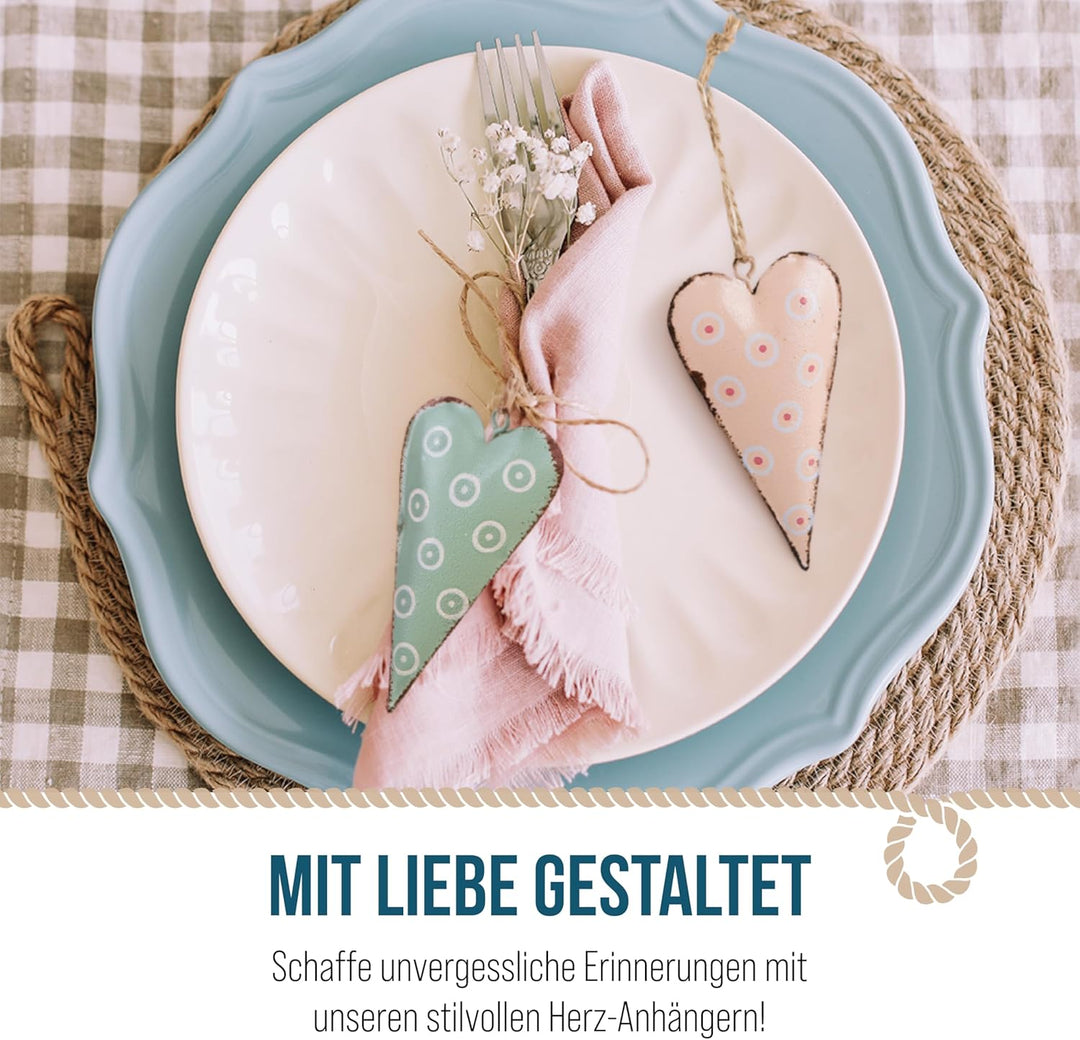 Logbuch-Verlag 12 Herzen Anhänger Metall Herzanhänger 8 cm rosa Pastellfarben 8 cm Dekoration give-A