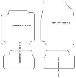 MDM fussmatten für Nissan Micra (K12) ab 2002-2010 Passform wie Original aus Velours, Automatten mit