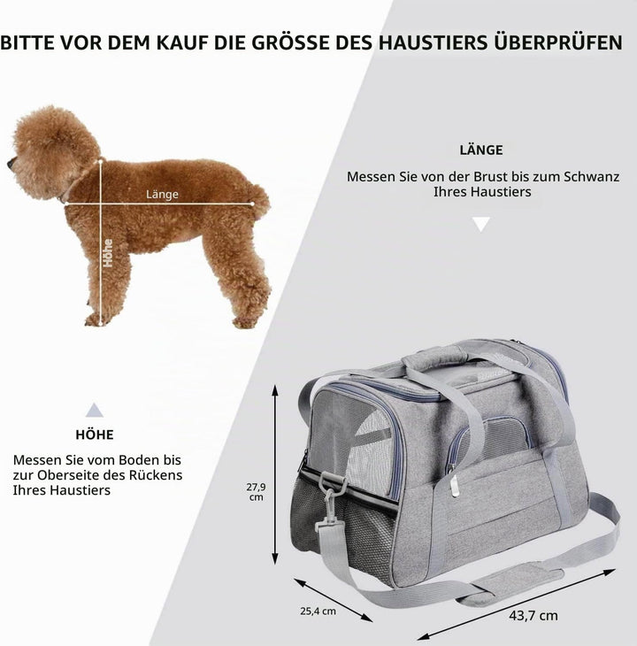 kleine Hunde Transportbox,transportbox Katze, Atmungsaktive und Faltbare Hundebox mit Verstellbarem,