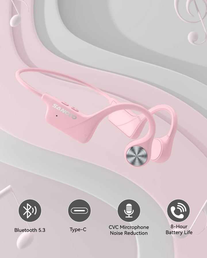 SANOTO Knochenschall Kopfhörer Bluetooth 5.3,Open Ear Kopfhörer Kabellos Bone Conduction Kopfhorer I