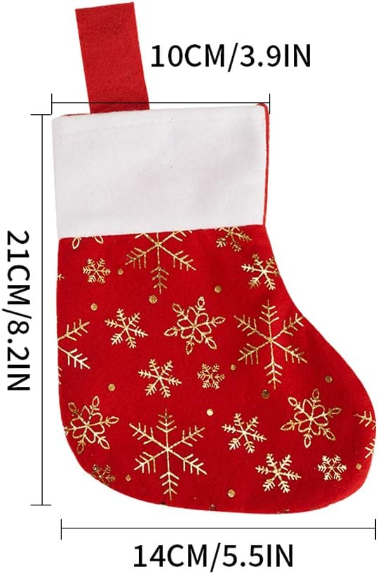 CCINEE Weihnachtsstrümpfe, Weihnachtsstrümpfe, Schneeflocken, Weihnachtsstrumpf, rotes Flanell, Kuns