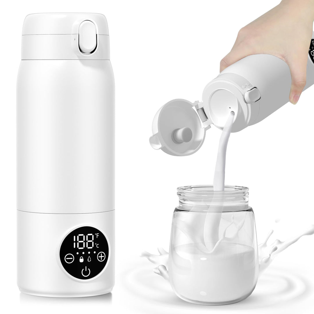 Tragbarer Flaschenwärmer, wiederaufladbarer elektrischer Schnellheiz-Milchwärmer (500 ml) mit LED-An
