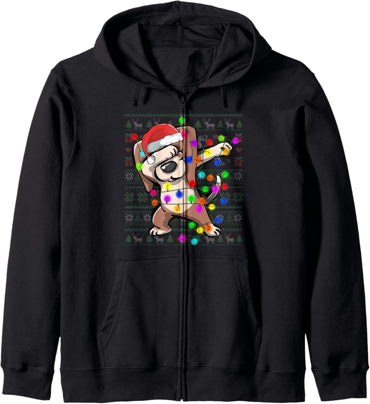 Dabbing Beagle Christmas Lights Ugly Christmas Sweater Gifts Kapuzenjacke