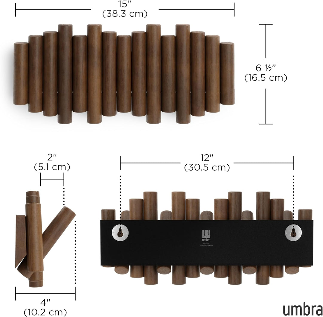 Umbra Picket Garderobenhaken - Garderobenleiste und Moderne Wand Dekoration mit 5 Klapphaken aus ges