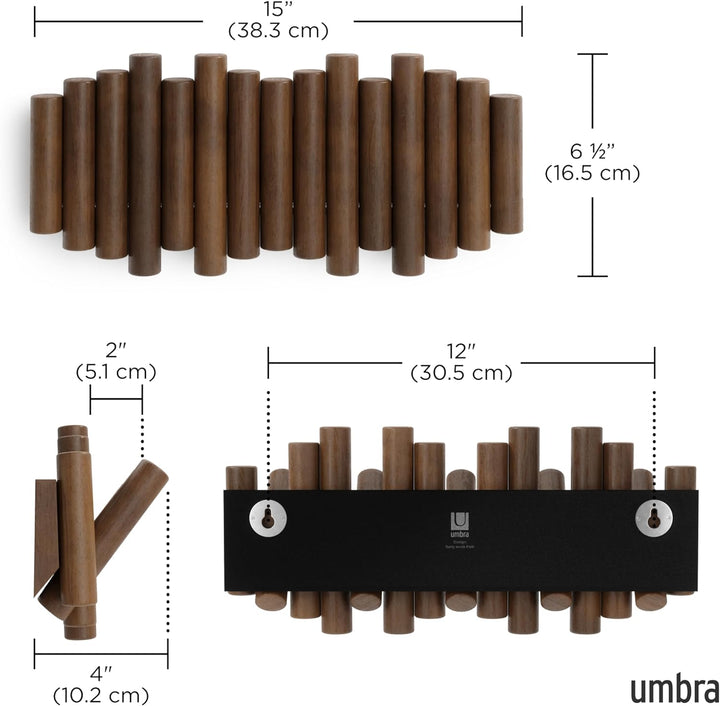 Umbra Picket Garderobenhaken - Garderobenleiste und Moderne Wand Dekoration mit 5 Klapphaken aus ges