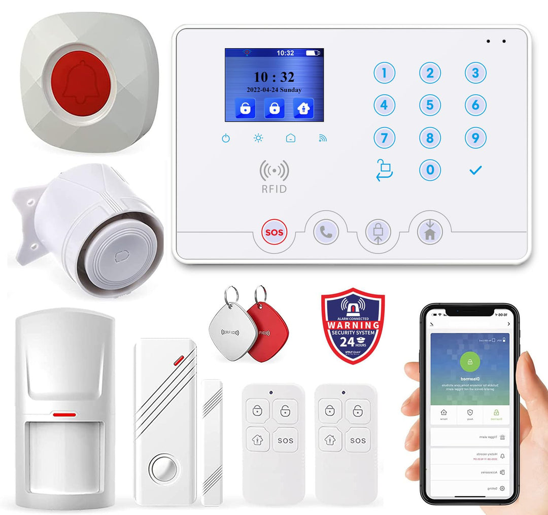 Wolf-Guard WiFi 4G RFID Home Alarm alarmanlagen smart home alarmanlage, Sicherheitssystem W4Q LCD To